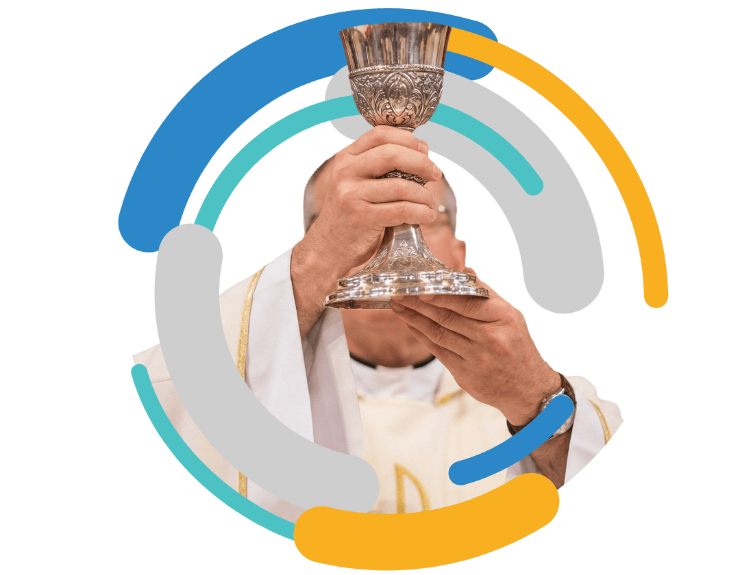 A priest holding up a chalice